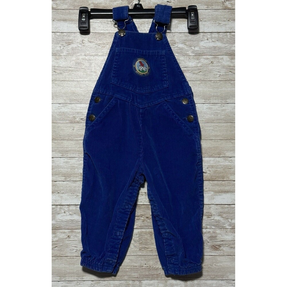 Vintage 90s OshKosh Bgosh Kennel Klub Blue Corduroy Overalls Made in USA Sz 3T